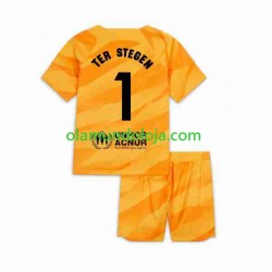 Camisola FC Barcelona Ter Stegen 1 Guarda-redes Criança Equipamento Quarto 2023-2024 Manga Curta